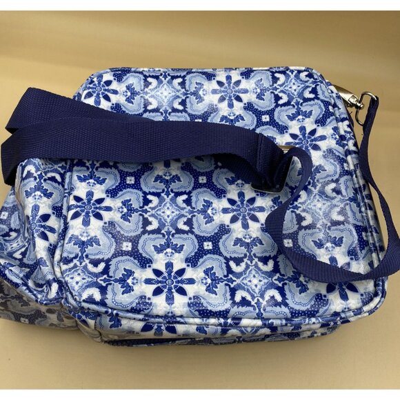 Lou Harvey Multi-Function Lunch Travel Diaper Bag Blue Floral Indigo Pattern - Picture 3 of 10